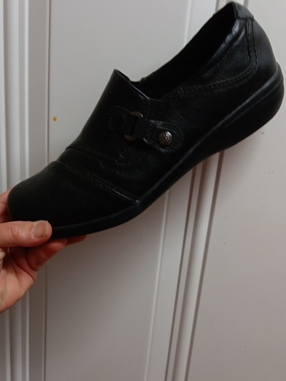Earth Spirit Black Slip-On Loafer with Buckle Detail